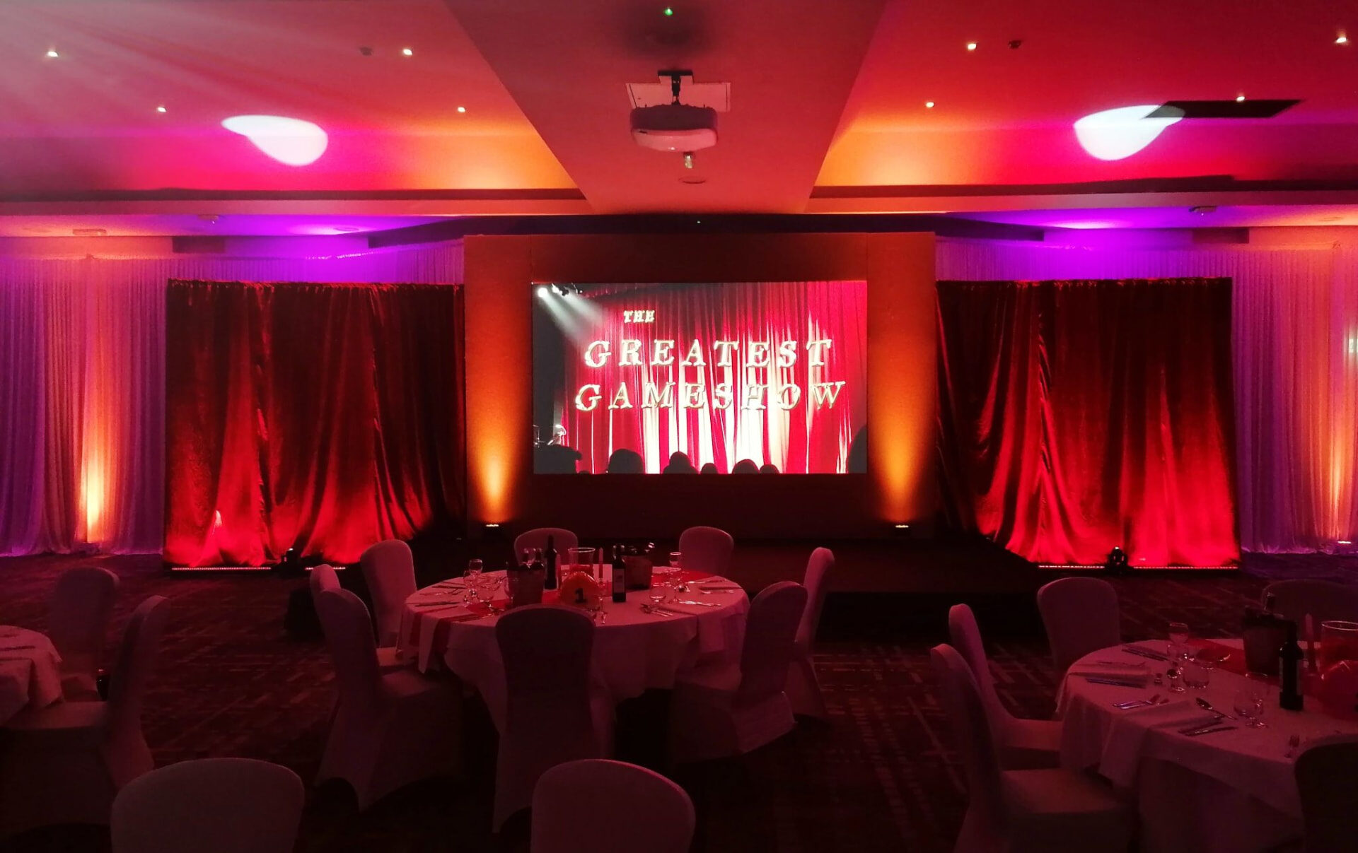 A room set up for The Greatest Gameshow Experience